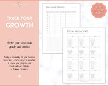 Load image into Gallery viewer, SOCIAL MEDIA Planner for Small Business, Content Planner Printable, Instagram, YouTube, TikTok, Facebook, Side Hustle, Marketing Calendar | Mono