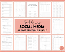 Load image into Gallery viewer, SOCIAL MEDIA Planner for Small Business, Content Planner Printable, Instagram, YouTube, TikTok, Facebook, Side Hustle, Marketing Calendar | Mono