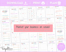 Load image into Gallery viewer, SOCIAL MEDIA Planner for Small Business, Content Planner Printable, Instagram, YouTube, TikTok, Facebook, Side Hustle, Marketing Calendar | Rainbow