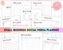 Load image into Gallery viewer, SOCIAL MEDIA Planner for Small Business, Content Planner Printable, Instagram, YouTube, TikTok, Facebook, Side Hustle, Marketing Calendar | Rainbow