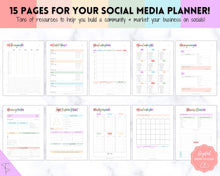 Load image into Gallery viewer, SOCIAL MEDIA Planner for Small Business, Content Planner Printable, Instagram, YouTube, TikTok, Facebook, Side Hustle, Marketing Calendar | Rainbow