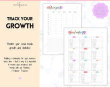 Load image into Gallery viewer, SOCIAL MEDIA Planner for Small Business, Content Planner Printable, Instagram, YouTube, TikTok, Facebook, Side Hustle, Marketing Calendar | Rainbow