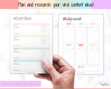 Load image into Gallery viewer, SOCIAL MEDIA Planner for Small Business, Content Planner Printable, Instagram, YouTube, TikTok, Facebook, Side Hustle, Marketing Calendar | Rainbow
