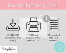 Load image into Gallery viewer, Savings Challenge BUNDLE, 5k, 10k & 20k Saving Tracker Printables, 5000, 10000, 20000, 100 Day, Cash Envelopes, Save Money, Budget, Finance | Colorful Sky