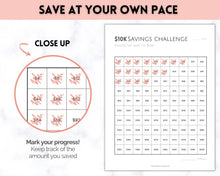 Load image into Gallery viewer, Savings Challenge BUNDLE, 5k, 10k & 20k Saving Tracker Printables, 5000, 10000, 20000, 100 Day, Cash Envelopes, Save Money, Budget, Finance | Pink