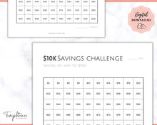 Load image into Gallery viewer, Savings Challenge BUNDLE, 5k, 10k & 20k Saving Tracker Printables, 5000, 10000, 20000, 100 Day, Cash Envelopes, Save Money, Budget, Finance | Pink