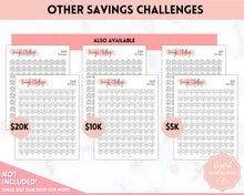 Load image into Gallery viewer, Savings Challenge BUNDLE, 5k, 10k & 20k Saving Tracker Printables, 5000, 10000, 20000, 100 Day, Cash Envelopes, Save Money, Budget, Finance | Pink Scrawl