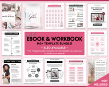 Load image into Gallery viewer, 60+ WORKSHEET Template Bundle | Canva Workbook Templates & Lead Magnet for Coaches | Brit Pink