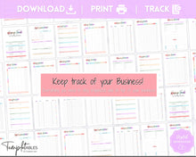 Load image into Gallery viewer, Small Business TRACKER BUNDLE, Order, Inventory, Income, Expenses, Profit, Sales, Etsy Shop, Reseller, Owner, Side Hustle Printable Planner | Rainbow