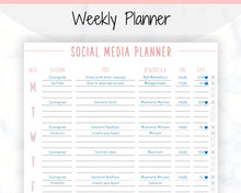 Load image into Gallery viewer, Social Media Planner Printable. Tracker for Instagram, YouTube, Facebook, Pinterest, Blog. Content, Business & Marketing Planner, To Do List | Pink