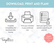 Load image into Gallery viewer, Spring Cleaning Checklist, Cleaning Schedule, Printable Cleaning Planner, Editable House Cleaning List, Deep Clean Home Routine Housekeeping | Blue