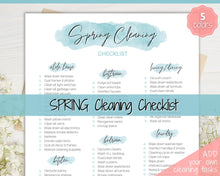 Load image into Gallery viewer, Spring Cleaning Checklist, Cleaning Schedule, Printable Cleaning Planner, Editable House Cleaning List, Deep Clean Home Routine Housekeeping | Blue