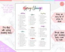 Load image into Gallery viewer, Spring Cleaning Checklist, Cleaning Schedule, Printable Cleaning Planner, Editable House Cleaning List, Deep Clean Home Routine Housekeeping | Colorful
