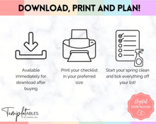 Load image into Gallery viewer, Spring Cleaning Checklist, Cleaning Schedule, Printable Cleaning Planner, Editable House Cleaning List, Deep Clean Home Routine Housekeeping | Colorful