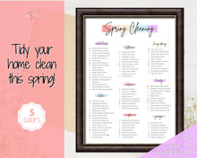 Load image into Gallery viewer, Spring Cleaning Checklist, Cleaning Schedule, Printable Cleaning Planner, Editable House Cleaning List, Deep Clean Home Routine Housekeeping | Colorful