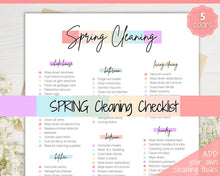 Load image into Gallery viewer, Spring Cleaning Checklist, Cleaning Schedule, Printable Cleaning Planner, Editable House Cleaning List, Deep Clean Home Routine Housekeeping | Colorful