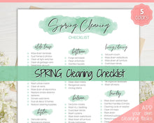 Load image into Gallery viewer, Spring Cleaning Checklist, Cleaning Schedule, Printable Cleaning Planner, Editable House Cleaning List, Deep Clean Home Routine Housekeeping | Green