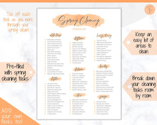 Load image into Gallery viewer, Spring Cleaning Checklist, Cleaning Schedule, Printable Cleaning Planner, Editable House Cleaning List, Deep Clean Home Routine Housekeeping | Orange