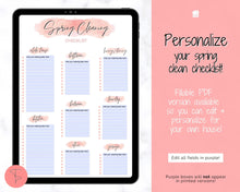 Load image into Gallery viewer, Spring Cleaning Checklist, Cleaning Schedule, Printable Cleaning Planner, Editable House Cleaning List, Deep Clean Home Routine Housekeeping | Pink