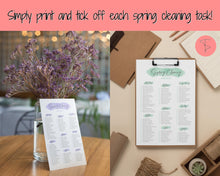 Load image into Gallery viewer, Spring Cleaning Checklist, Cleaning Schedule, Printable Cleaning Planner, Editable House Cleaning List, Deep Clean Home Routine Housekeeping | Pink