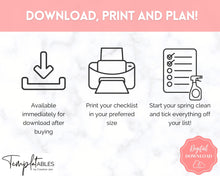 Load image into Gallery viewer, Spring Cleaning Checklist, Cleaning Schedule, Printable Cleaning Planner, Editable House Cleaning List, Deep Clean Home Routine Housekeeping | Pink