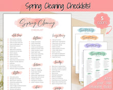 Load image into Gallery viewer, Spring Cleaning Checklist, Cleaning Schedule, Printable Cleaning Planner, Editable House Cleaning List, Deep Clean Home Routine Housekeeping | Pink
