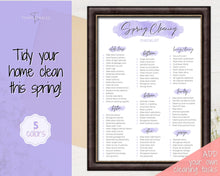 Load image into Gallery viewer, Spring Cleaning Checklist, Cleaning Schedule, Printable Cleaning Planner, Editable House Cleaning List, Deep Clean Home Routine Housekeeping | Purple