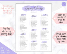 Load image into Gallery viewer, Spring Cleaning Checklist, Cleaning Schedule, Printable Cleaning Planner, Editable House Cleaning List, Deep Clean Home Routine Housekeeping | Purple