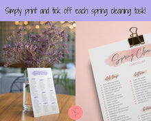 Load image into Gallery viewer, Spring Cleaning Checklist, Cleaning Schedule, Printable Cleaning Planner, Editable House Cleaning List, Deep Clean Home Routine Housekeeping | Purple