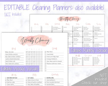 Load image into Gallery viewer, Spring Cleaning Checklist, Cleaning Schedule, Printable Cleaning Planner, Editable House Cleaning List, Deep Clean Home Routine Housekeeping | Purple
