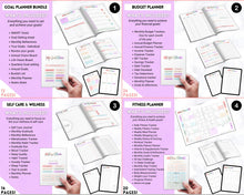 Load image into Gallery viewer, Ultimate PLANNER BUNDLE! Printable Goal Planner, Finances & Budget Planner, Fitness Planner, Self Care Journal, Life, Health | Pastel Rainbow