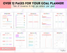 Load image into Gallery viewer, Ultimate PLANNER BUNDLE! Printable Goal Planner, Finances & Budget Planner, Fitness Planner, Self Care Journal, Life, Health | Pastel Rainbow