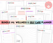 Load image into Gallery viewer, Ultimate PLANNER BUNDLE! Printable Goal Planner, Finances & Budget Planner, Fitness Planner, Self Care Journal, Life, Health | Pastel Rainbow