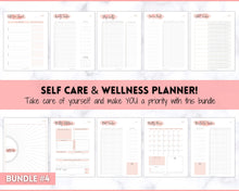 Load image into Gallery viewer, Ultimate PLANNER BUNDLE! Printable Goal Planner, Finances & Budget Planner, Fitness Planner, Self Care Journal, Life, Health | Pink Watercolor