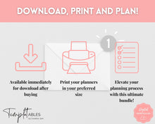 Load image into Gallery viewer, Ultimate PLANNER BUNDLE! Printable Goal Planner, Finances & Budget Planner, Fitness Planner, Self Care Journal, Life, Health | Pink Watercolor