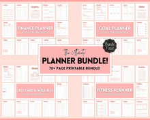 Load image into Gallery viewer, Ultimate PLANNER BUNDLE! Printable Goal Planner, Finances & Budget Planner, Fitness Planner, Self Care Journal, Life, Health | Pink Watercolor