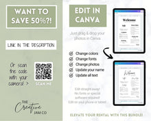 Load image into Gallery viewer, Ultimate VRBO Template BUNDLE! Editable Vacation Rental Sign, Welcome Book Template, Airbnb Cleaning checklist, Business Tracker Spreadsheet | Green