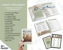 Load image into Gallery viewer, Ultimate VRBO Template BUNDLE! Editable Vacation Rental Sign, Welcome Book Template, Airbnb Cleaning checklist, Business Tracker Spreadsheet | Green