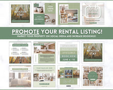 Load image into Gallery viewer, VRBO Template for Instagram! Editable Social Media Posts, Canva, Airbnb, Super host signs, Signage, Air bnb Vacation Rental, Welcome Book | Lovelo Green