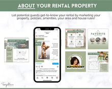 Load image into Gallery viewer, VRBO Template for Instagram! Editable Social Media Posts, Canva, Airbnb, Super host signs, Signage, Air bnb Vacation Rental, Welcome Book | Lovelo Green