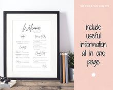 Load image into Gallery viewer, VRBO Welcome Sign Template, Wifi password Sign Printable, Airbnb Welcome Book, Host House Rules, Vacation Rental, Check Out, Air bnb Sign | Brit