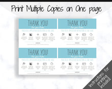 Load image into Gallery viewer, Vinyl Decal Thank You Business Card Instructions, BUNDLE Printable Decal Application Order Card, DIY Sticker Seller Packaging Label | Blue