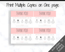 Load image into Gallery viewer, Vinyl Decal Thank You Business Card Instructions, BUNDLE Printable Decal Application Order Card, DIY Sticker Seller Packaging Label | Pink