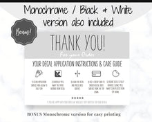 Load image into Gallery viewer, Vinyl Decal Thank You Business Card Instructions, BUNDLE Printable Decal Application Order Card, DIY Sticker Seller Packaging Label | Pink