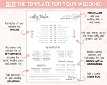 Load image into Gallery viewer, Wedding Day Timeline Template, EDITABLE order of events, Wedding Timeline, Wedding Schedule, Wedding Day Timeline, wedding itinerary program | Mono Brit