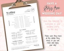 Load image into Gallery viewer, Wedding Day Timeline Template, EDITABLE order of events, Wedding Timeline, Wedding Schedule, Wedding Day Timeline, wedding itinerary program | Mono Lux