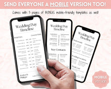 Load image into Gallery viewer, Wedding Day Timeline Template, EDITABLE order of events, Wedding Timeline, Wedding Schedule, Wedding Day Timeline, wedding itinerary program | Mono Lux