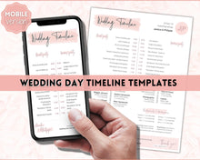 Load image into Gallery viewer, Wedding Day Timeline Template, EDITABLE order of events, Wedding Timeline, Wedding Schedule, Wedding Day Timeline, wedding itinerary program | Pink Handwritten