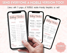 Load image into Gallery viewer, Wedding Day Timeline Template, EDITABLE order of events, Wedding Timeline, Wedding Schedule, Wedding Day Timeline, wedding itinerary program | Pink Handwritten
