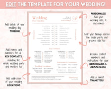 Load image into Gallery viewer, Wedding Day Timeline Template, EDITABLE order of events, Wedding Timeline, Wedding Schedule, Wedding Day Timeline, wedding itinerary program | Pink Lux